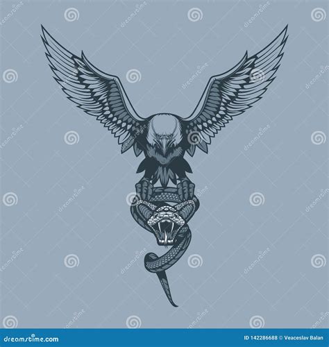 Eagle with Snake in Claws Tattoo Style Stock Vector - Illustration of graphic, bird: 142286688