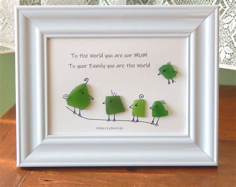 Green Sea Beach Glass Bird Artwork Mum Picture by OhHarryDesign on Etsy https://www.etsy.com ...