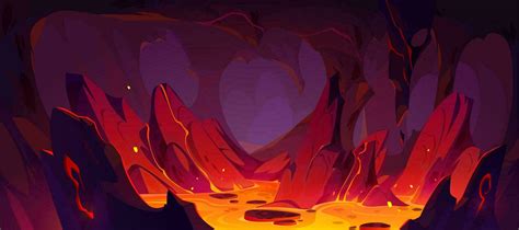 Game background of hell with lava in rock cave 23869686 Vector Art at ...