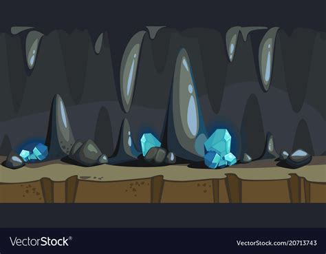 Cartoon seamless background of the dark cave Vector Image