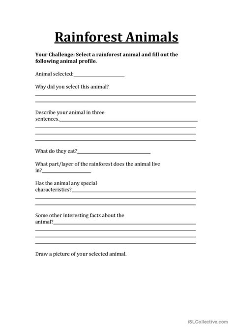 Free rainforest animal worksheet, Download Free rainforest animal ...