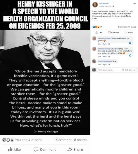 Henry Kissinger’s claim about using vaccinations for social and ...