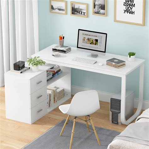 Homsee Home Office Corner Desk with 3 Drawers and 2 Shelves - Aum Workspace