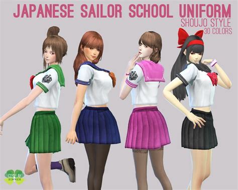 Japanese Sailor School Uniform for The Sims 4 by Cosplay Simmer | Spring4sims | Sims outfit ...