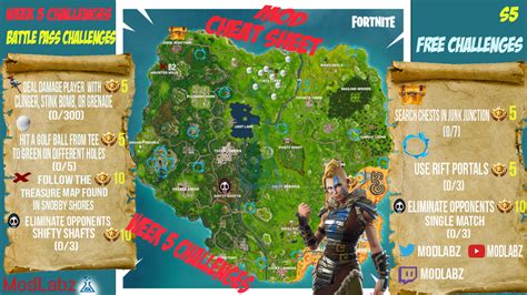 MOD Cheat Sheet Guide for Fortnite Battle Royale Season 5, Week 5 Challenges – ModLabz