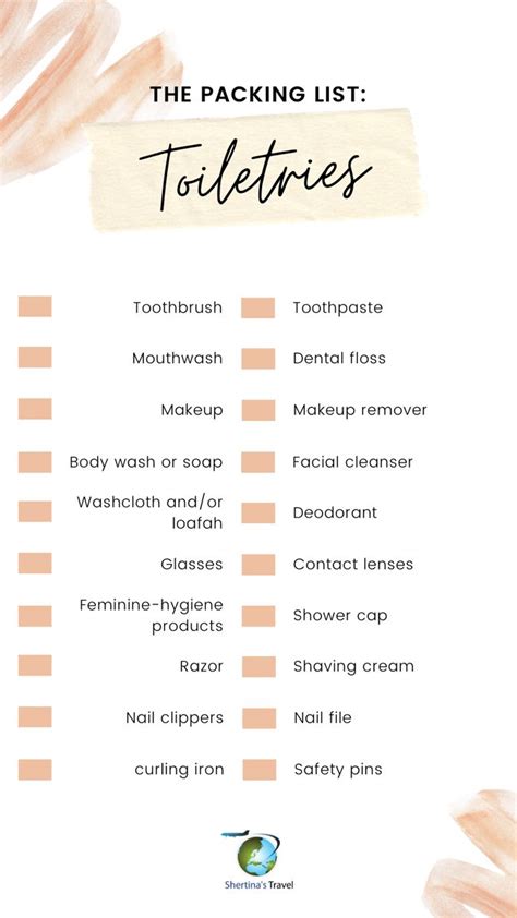 Packing List: Toiletries | Packing list for travel, Travel packing checklist, Road trip packing list