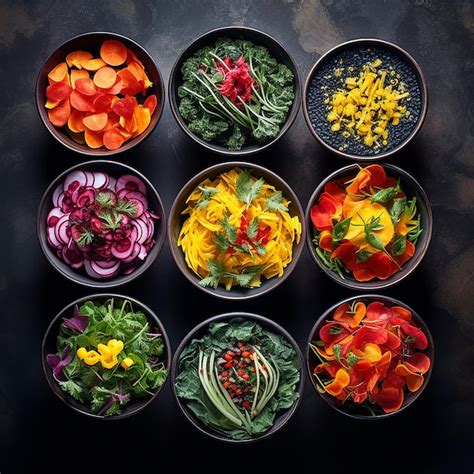 Premium Photo | Salad bowls at a kitchen