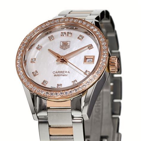 Tag Heuer Carrera Automatic Rose Gold & Steel Diamond Women's Watch ...