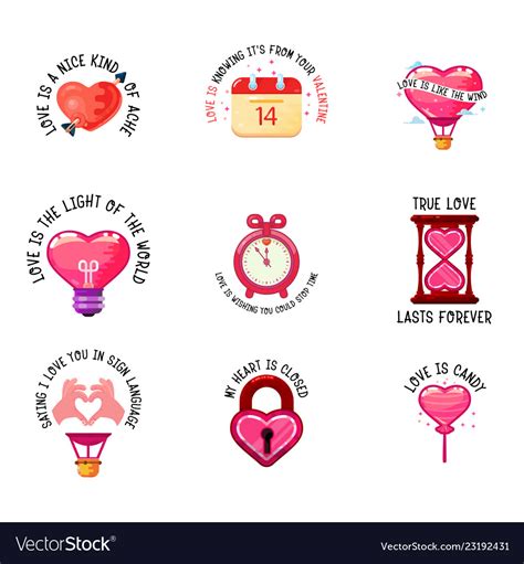 Love slogans and icons valentine day double Vector Image