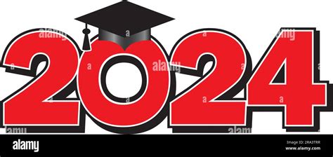 Red 2024 Graduation Cap Logo Stock Vector Image & Art - Alamy