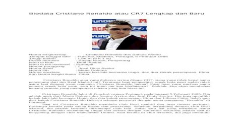 Biodata Cristiano Ronaldo Atau CR7 Lengkap Dan Baru Syazwan - [DOCX Document]