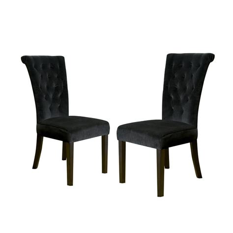 Noble House Venetian Black Velvet Tufted Dining Chairs (Set of 2) 1241 ...