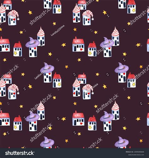 Night City Watercolor Drawing Cute Houses Stock Illustration 2094040606 | Shutterstock