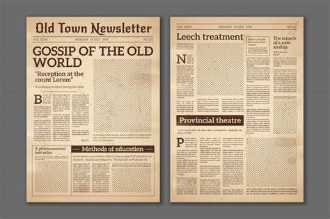 Premium Vector | Vintage newspaper. News articles newsprint magazine ...