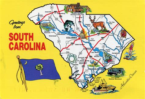 Large tourist illustrated map of the state of South Carolina | Vidiani ...