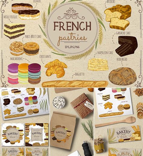 French pastries vector set | Free download