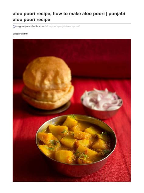 Aloo Poori Recipe How To Make Aloo Poori Punjabi Aloo Poori Recipe | PDF | Curry | Potato