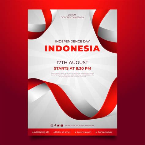 Free Vector | Gradient indonesia independence day vertical poster template