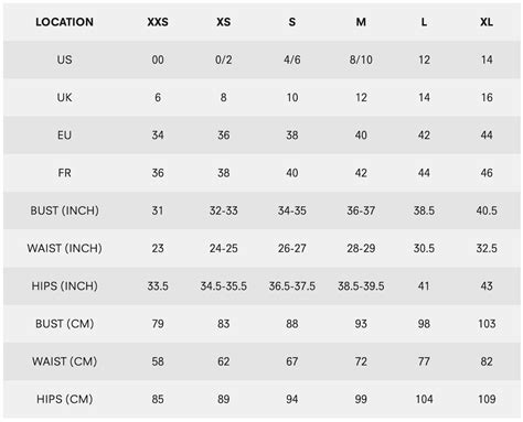 crz yoga size chart