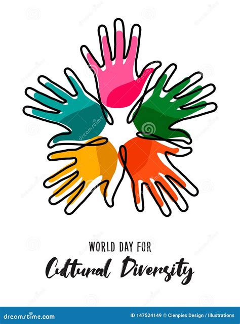 Cultural Diversity Day Poster of Color Human Hands Stock Vector - Illustration of diverse, help ...