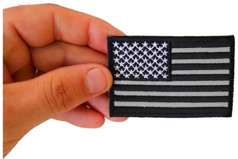 Black White and Reflective American Flag Patch | Embroidered Patches by ...