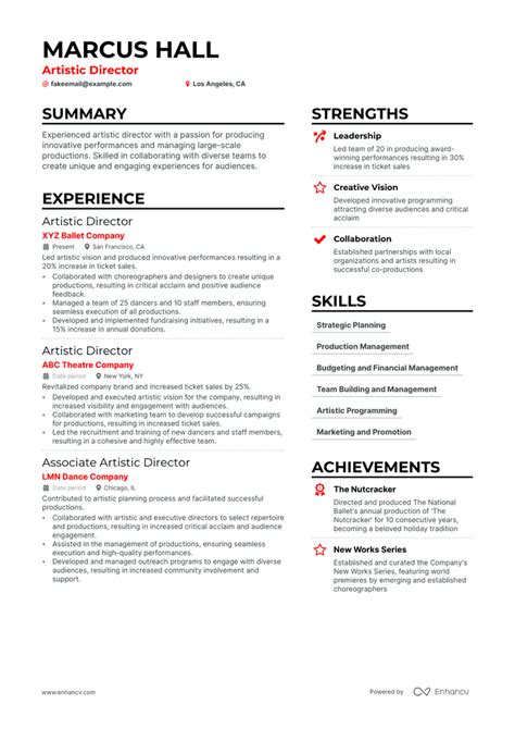 5 Artistic Director Resume Examples & Guide for 2023