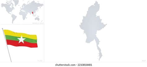 Myanmar Map Flag Vector Stock Vector (Royalty Free) 2210818481 ...