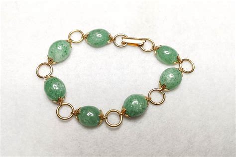 Aventurine link bracelet | kikulu vintage costume jewellery and handmade jewellery