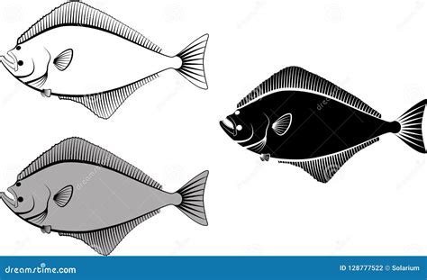 Halibut stock vector. Illustration of isolated, logo - 128777522