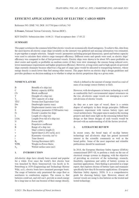 (PDF) Efficient Application Range of Electric Cargo Ships