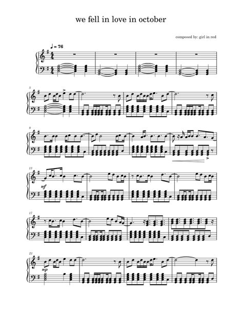 We fell in love in october – girl in red Sheet music for Piano (Solo) | Musescore.com