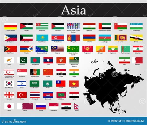 All Flags of Asia. Vector Illustration. World Flags Stock Illustration ...