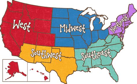 United States Regions Map Printable