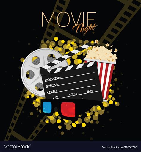 Cinema and movie night black background two Vector Image