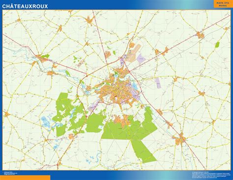 wandkaarten Chateauxroux Frankrijk | Wandkaarten van de wereld