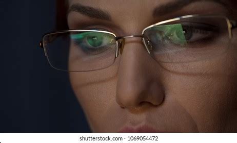 Laptop Screen Reflected Glasses Female Working Stock Photo 1069054472 | Shutterstock