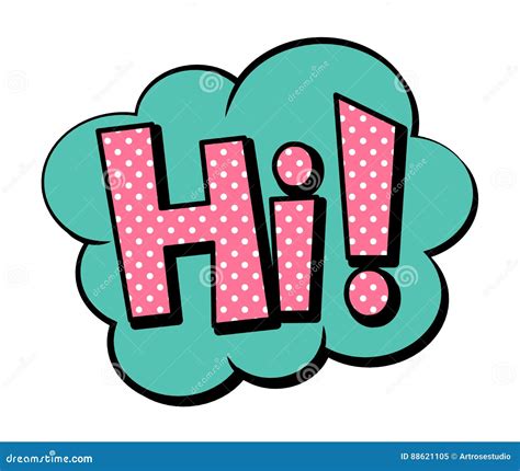 Hi! Speech Bubble in Retro Style Stock Vector - Illustration of cloud ...