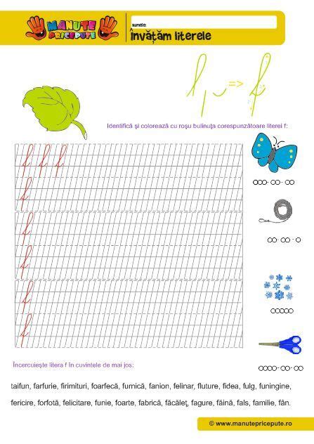 F - 008 - litere mici de mana | Worksheets for kids, Cursive letters, Homework sheet