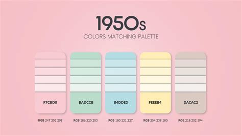 1950s colour schemes ideas. Color Trends combinations and palette guide. Example of table color ...