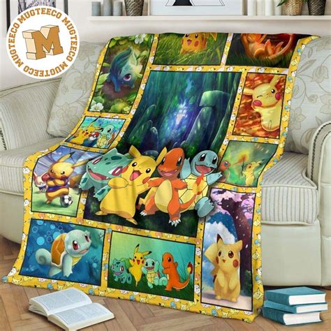 Cute Pokemon Fleece Blanket Funny Gift For Pokemon Fan - Mugteeco