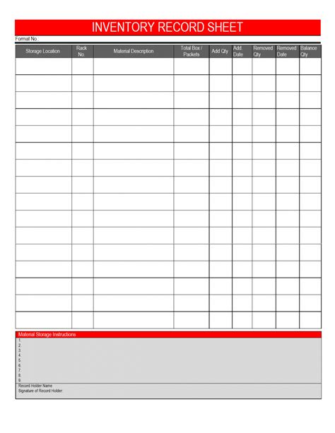 Free Inventory Record Sheet Inventory Log Sheet Template | Wssufoundation