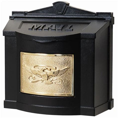 Gaines Manufacturing Eagle Accent Wall Mount Mailbox Black with Polished Brass-WM-3 - The Home Depot