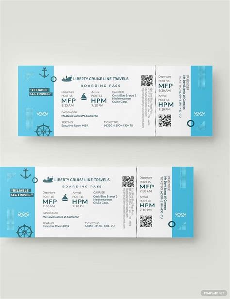 Cruise Travel Ticket Template in PSD, Illustrator, Pages, Word ...