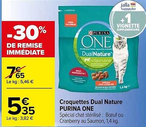 Promo Croquettes Dual Nature Purina One chez Carrefour - iCatalogue.fr