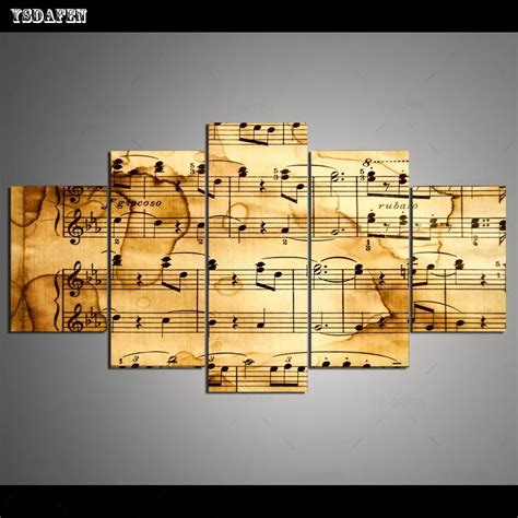 5 panels Printed artistic music notes picture modular painting on ...