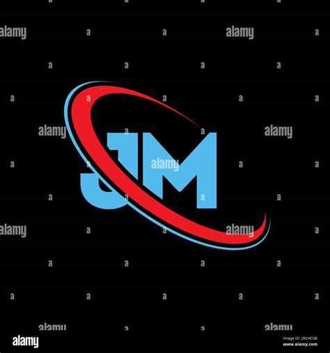 JM, J M letter logo design. Initial letter JM linked circle uppercase monogram logo red and blue ...