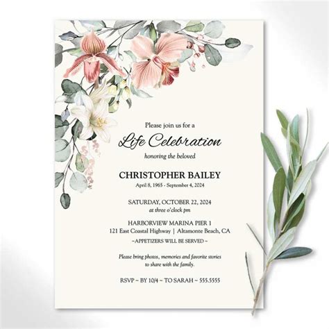 Celebration Of Life Invitation Free Template