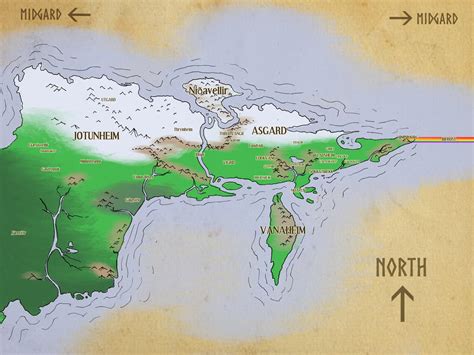 Map of Asgard, Jotunheim, Nidavellir, and Vanaheim by Spearhafoc on DeviantArt