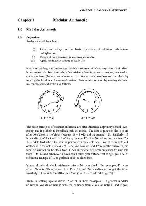 (DOC) Chapter 1 Modular Arithmetic | Nwigbo Okechukwu Okwerike ...