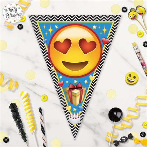 Emoji Banner Triangles Emoji Happy Birthday Banner Emoji - Etsy